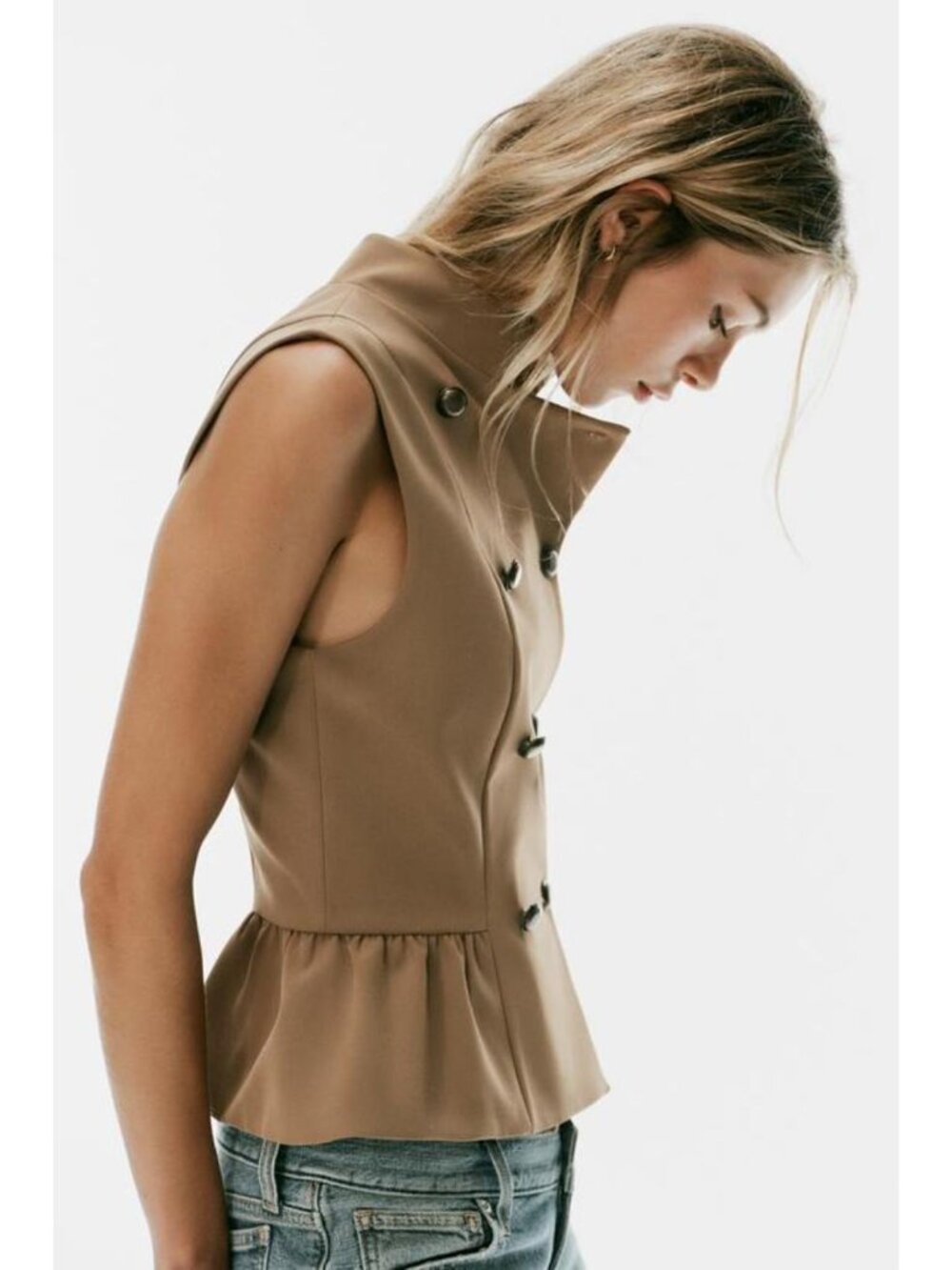 ZARA BUTTONED PEPLUM VEST TOP 7709/333/731